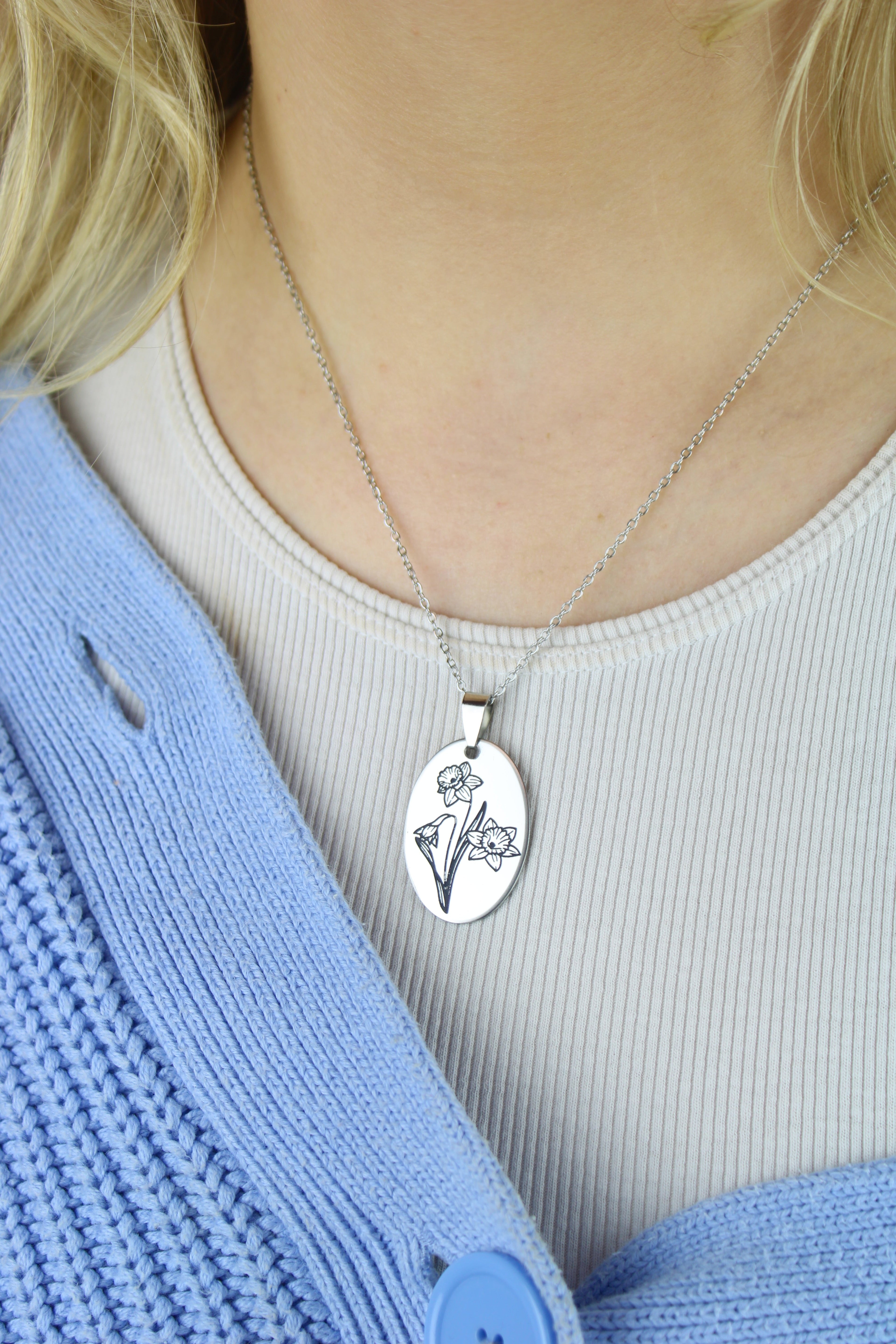 March Birth Flower Necklace - Daffodil
