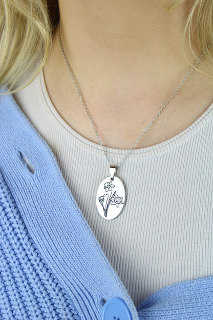 March Birth Flower Necklace - Daffodil