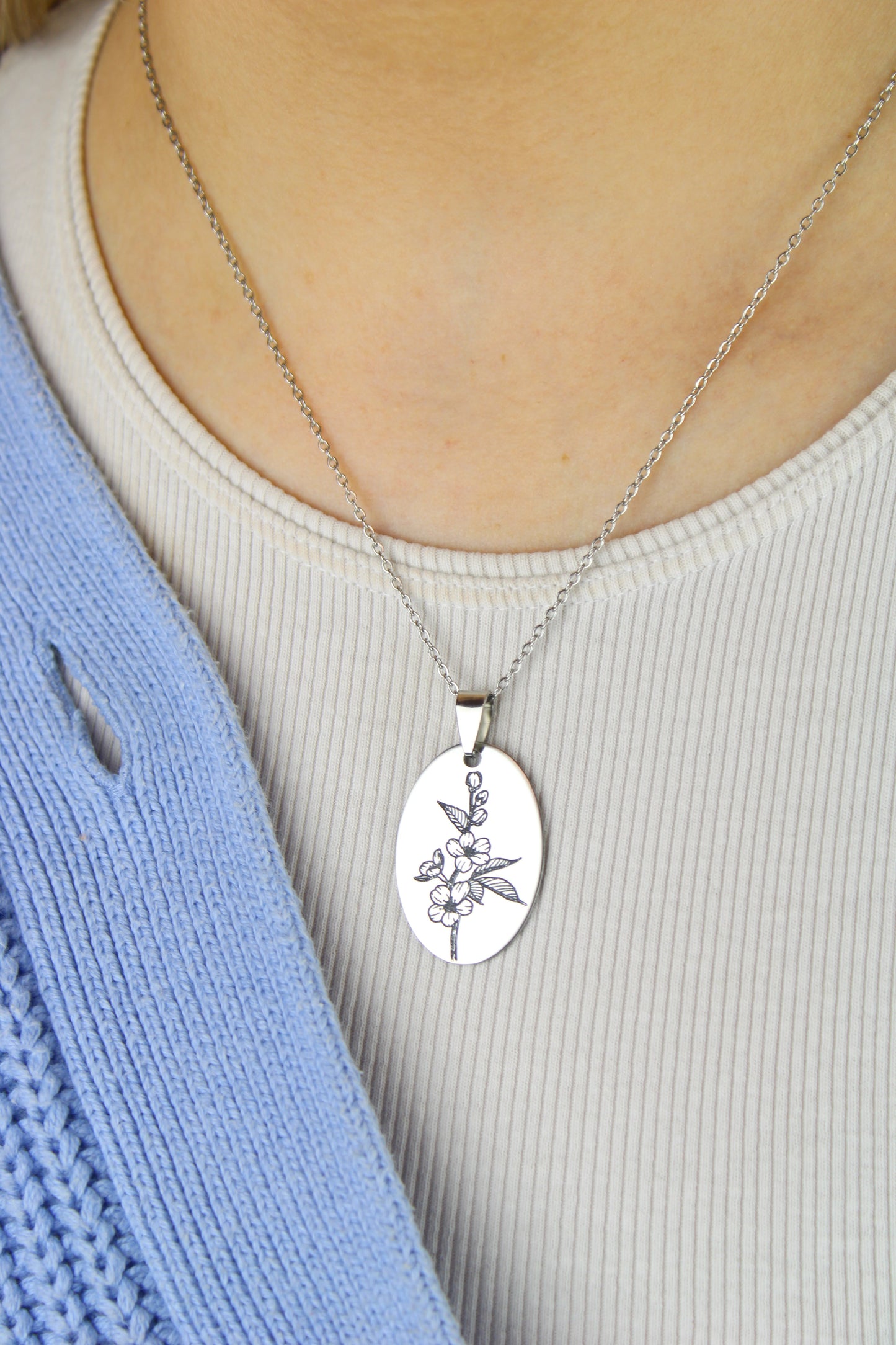 March Birth Flower Necklace - Cherry Blossom