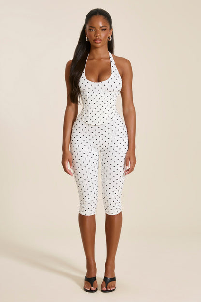 The Sandra Capri Jumpsuit in Polka Dot