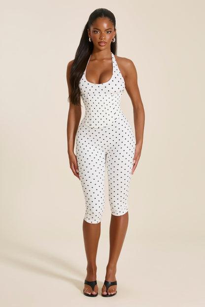 The Sandra Capri Jumpsuit in Polka Dot
