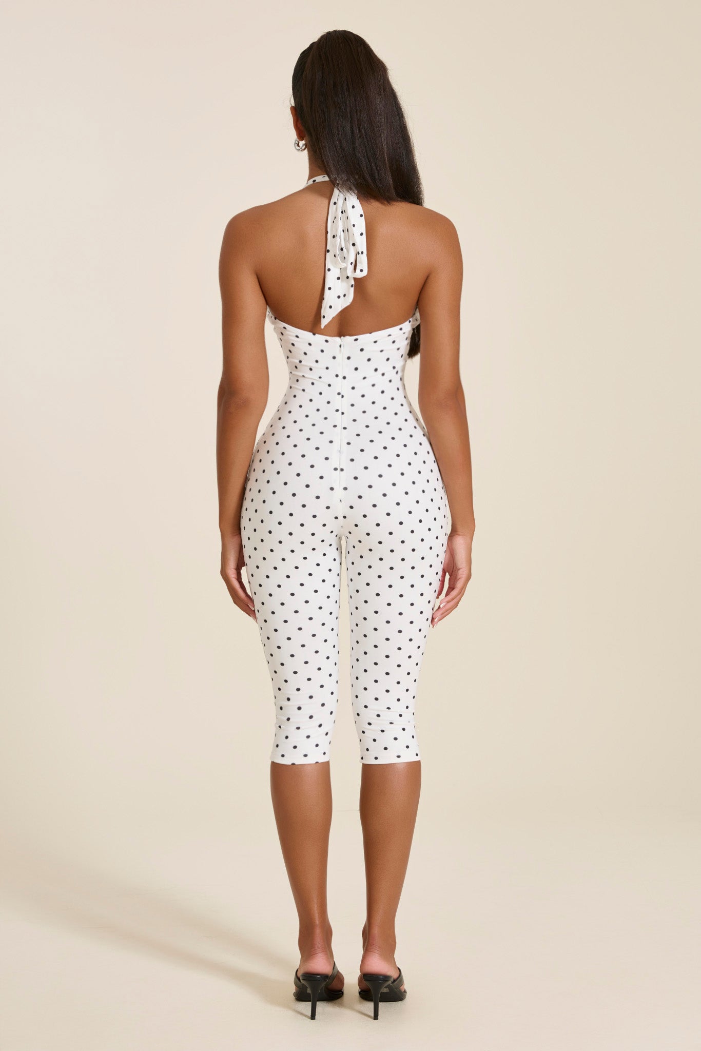 The Sandra Capri Jumpsuit in Polka Dot