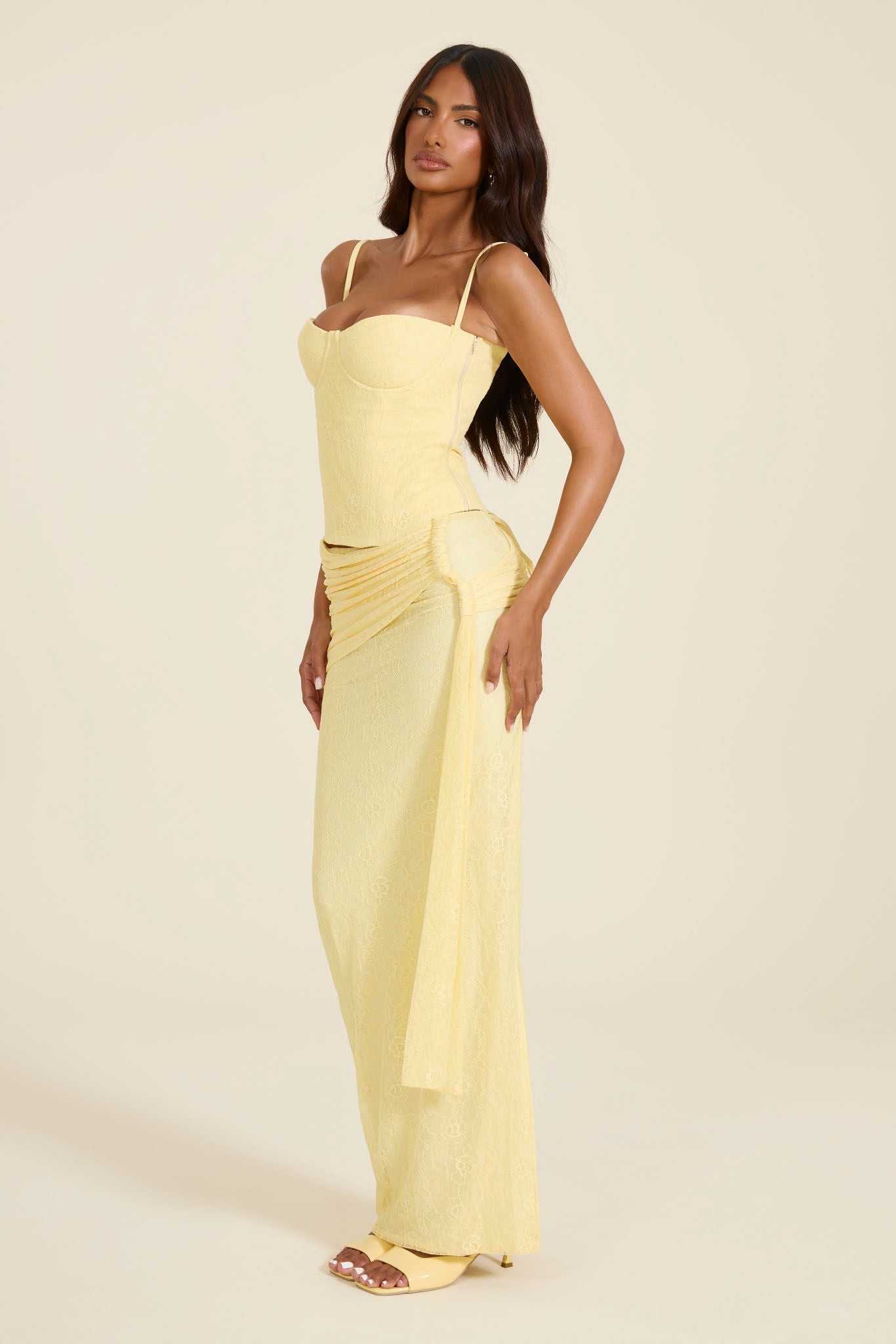 The Lexi Lace Corset Top in Butter Yellow