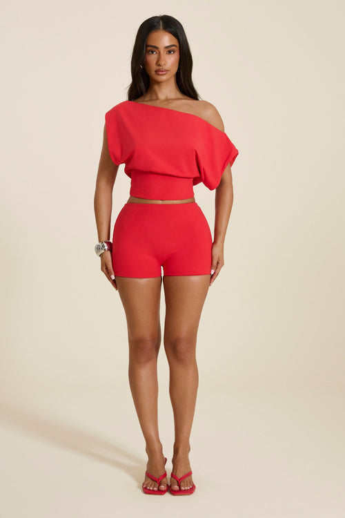 The Samira Off-Shoulder Top in Bright Red