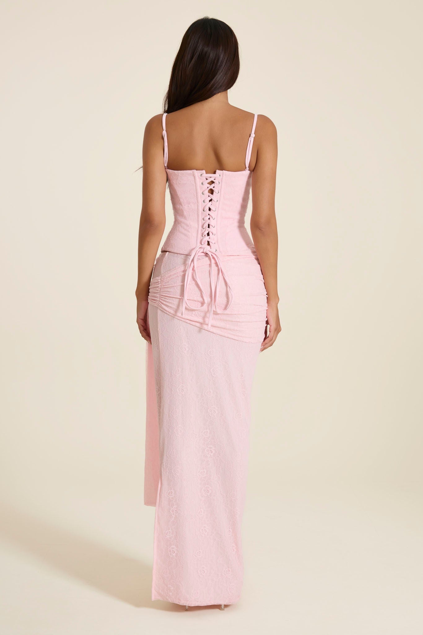 The Lexi Lace Maxi Skirt in Pink