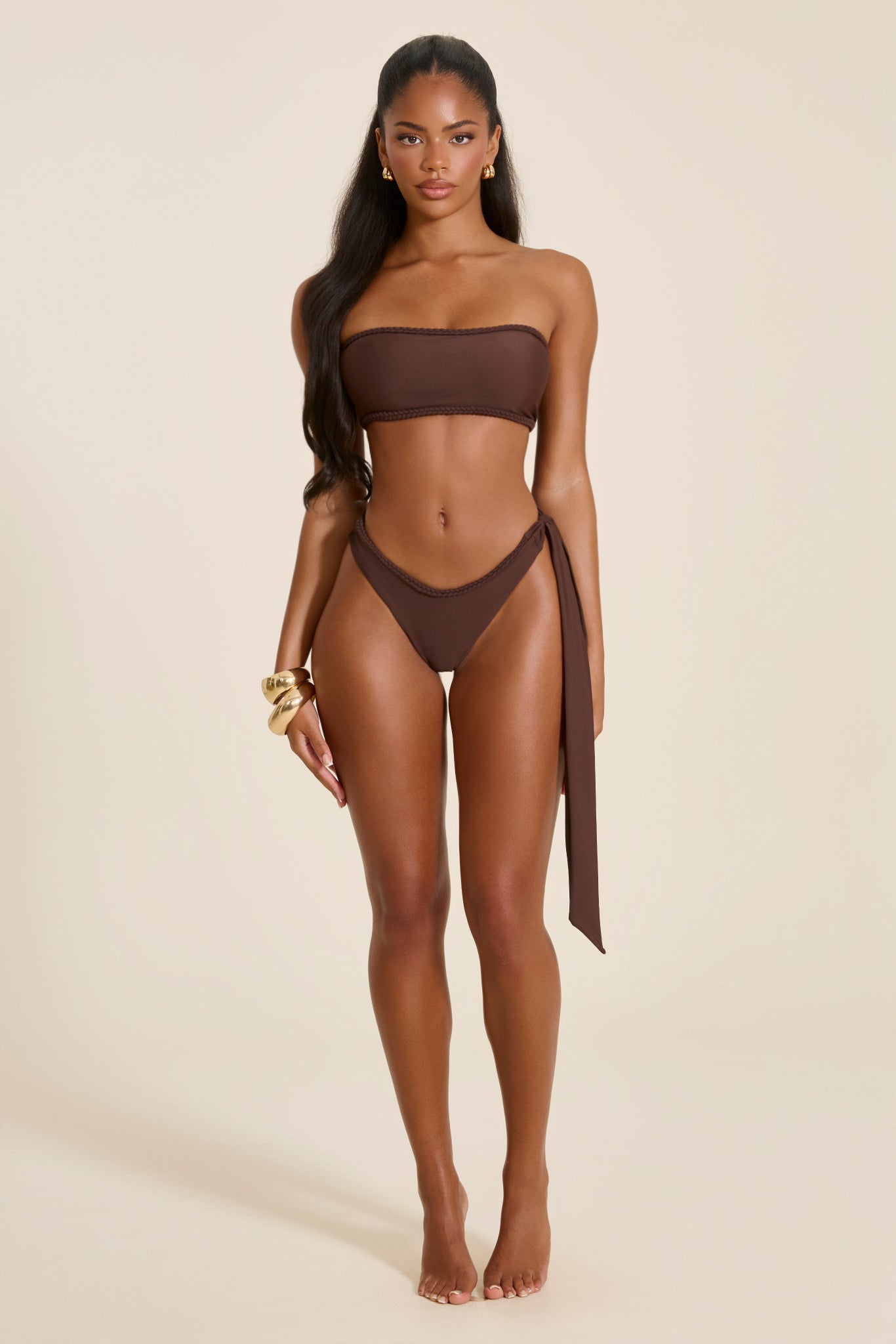 The Bianca Multiway Braid Bikini Set in Brown