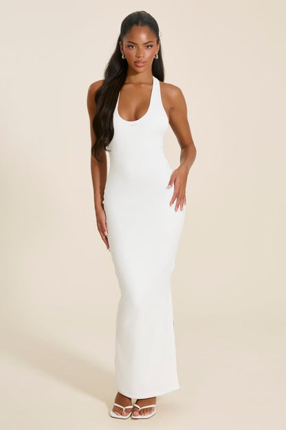 The Oriana Braid Maxi Dress in White
