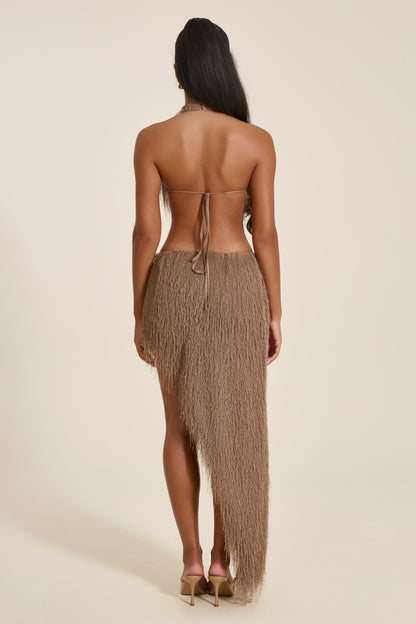 The Mila Maxi Skirt Set in Brown