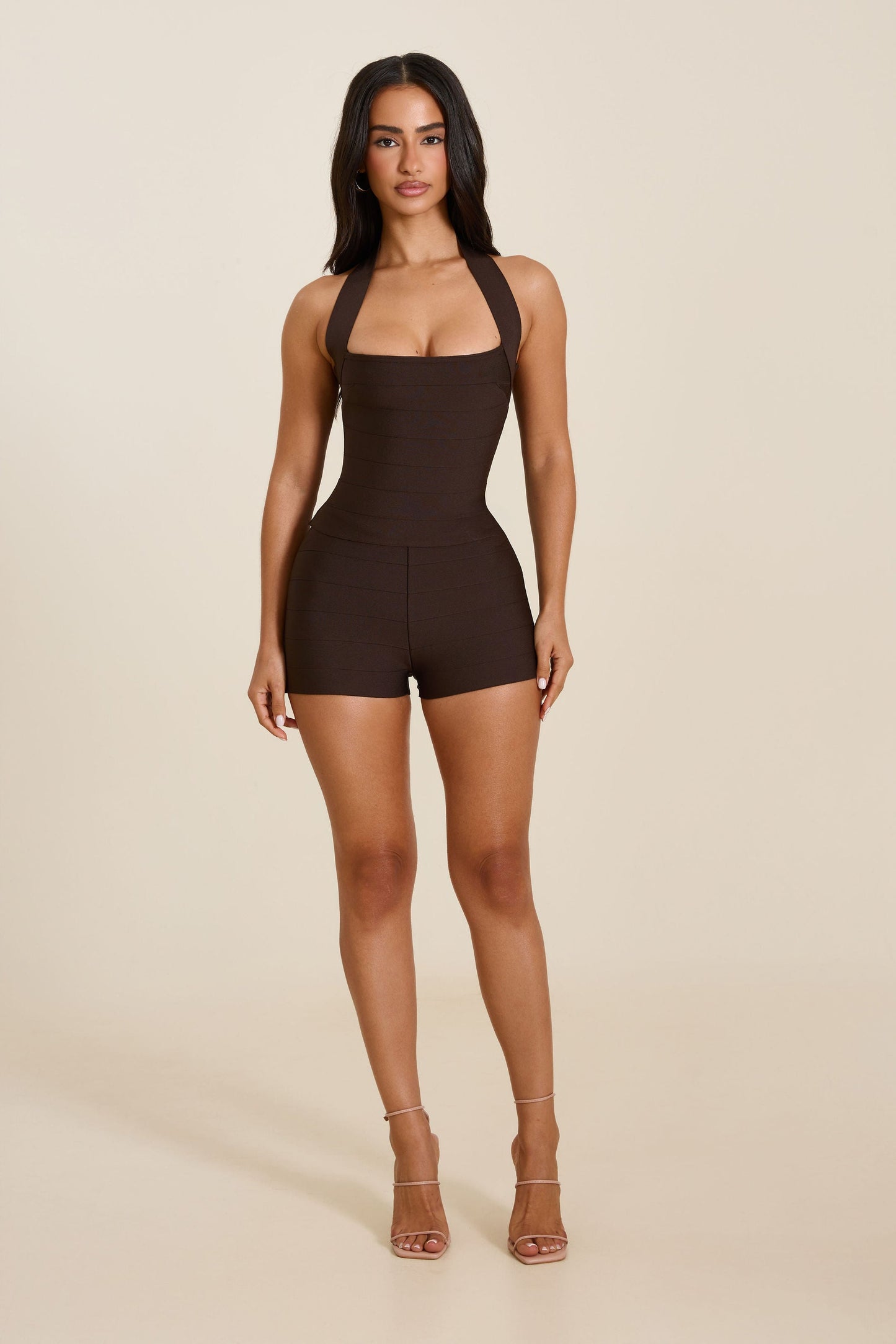The Natalia Halter Neck Top in Brown