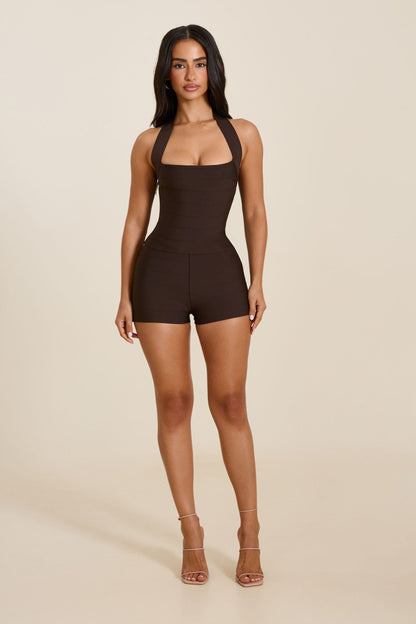The Natalia Halter Neck Top in Brown