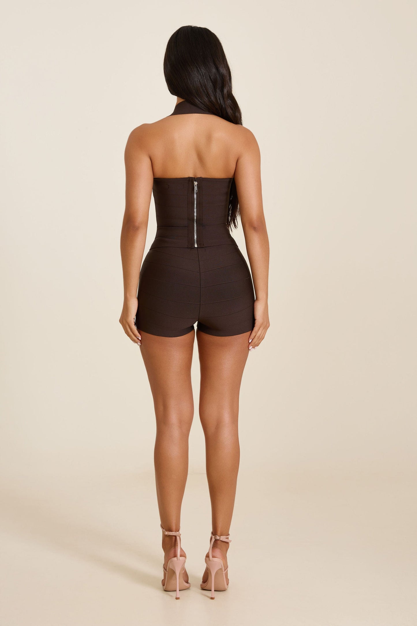 The Natalia Halter Neck Top in Brown