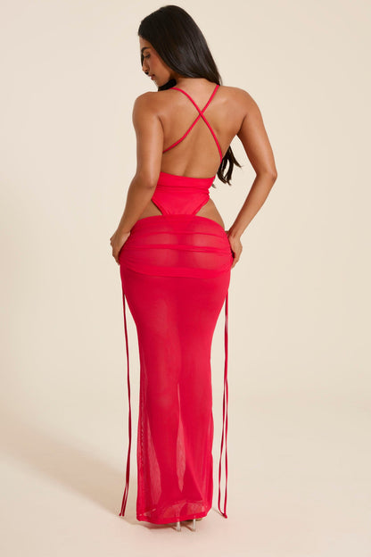 The Vela Cover-Up Maxi Skirt in Red