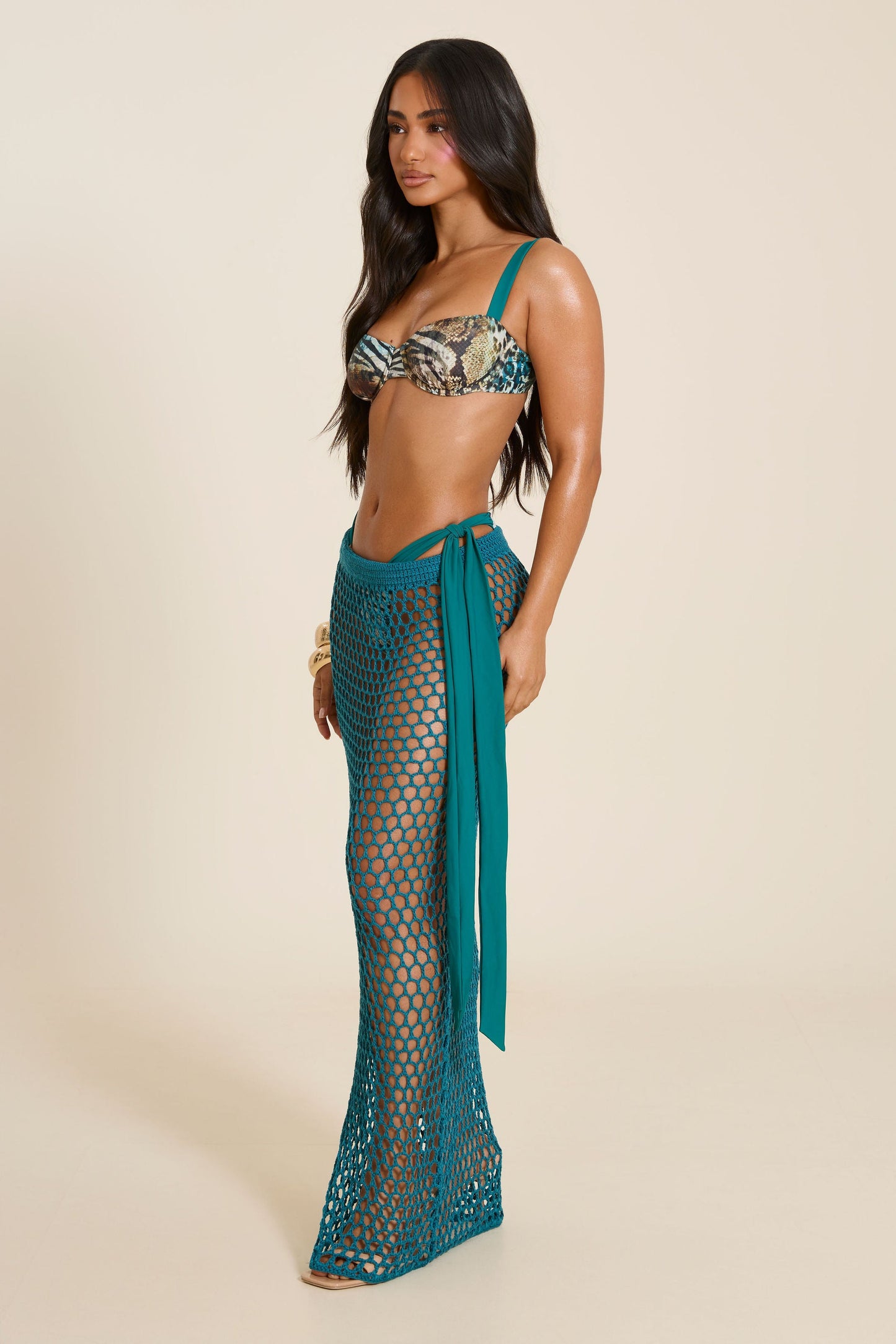 The Amie Bikini Set In Teal Animal Print