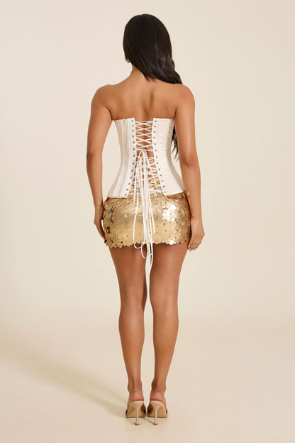 The Shimmi Sequin Micro Mini Skirt in Gold