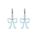 Mini Blue Bow Huggie Hoop Earrings