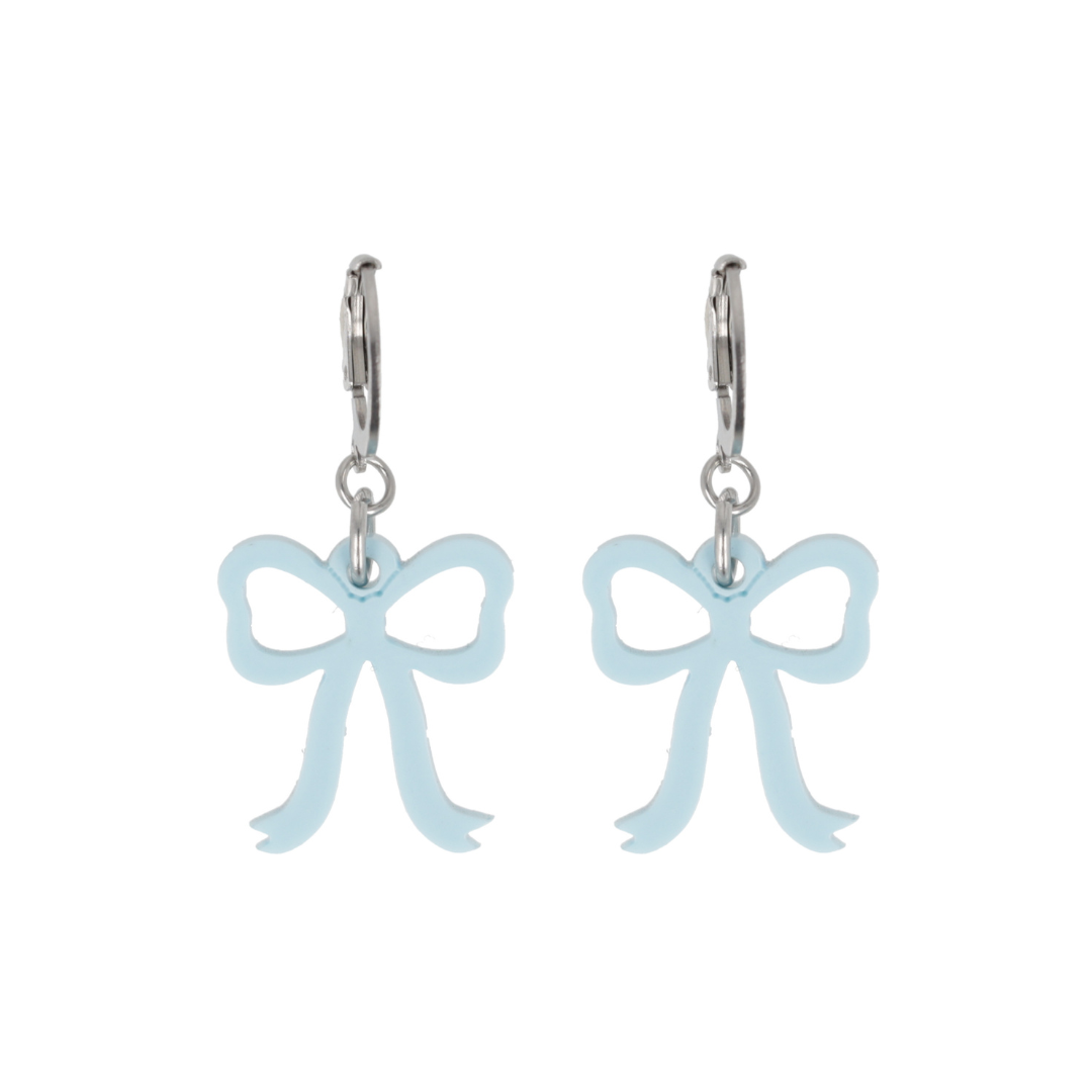 Mini Blue Bow Huggie Hoop Earrings