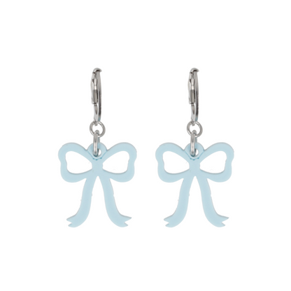 Mini Blue Bow Huggie Hoop Earrings
