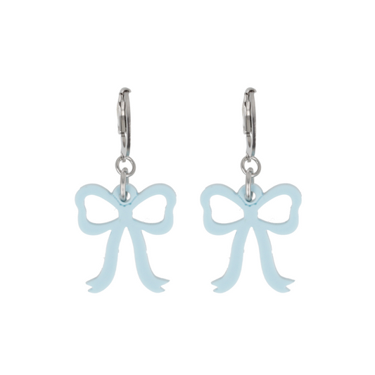 Mini Blue Bow Huggie Hoop Earrings