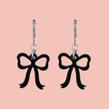 Mini Black Bow Huggie Hoop Earrings