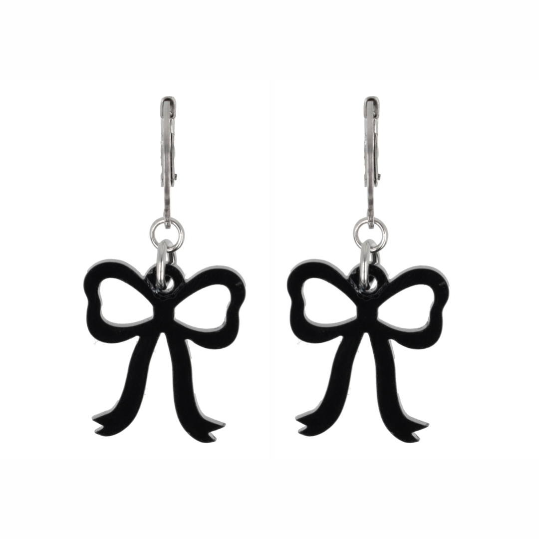 Mini Black Bow Huggie Hoop Earrings