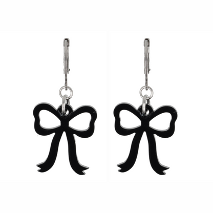 Mini Black Bow Huggie Hoop Earrings