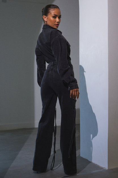 Cargo Boiler Suit in Dark Wash