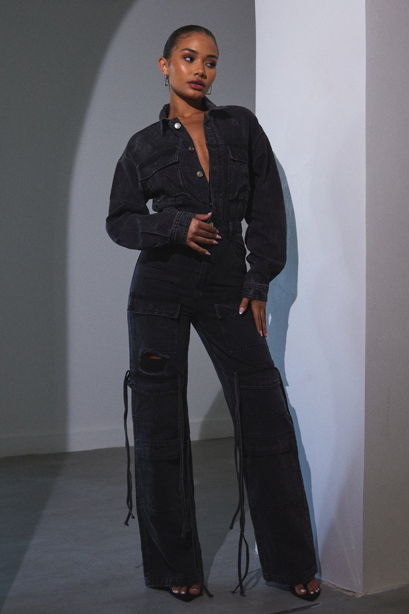 Cargo Boiler Suit in Dark Wash