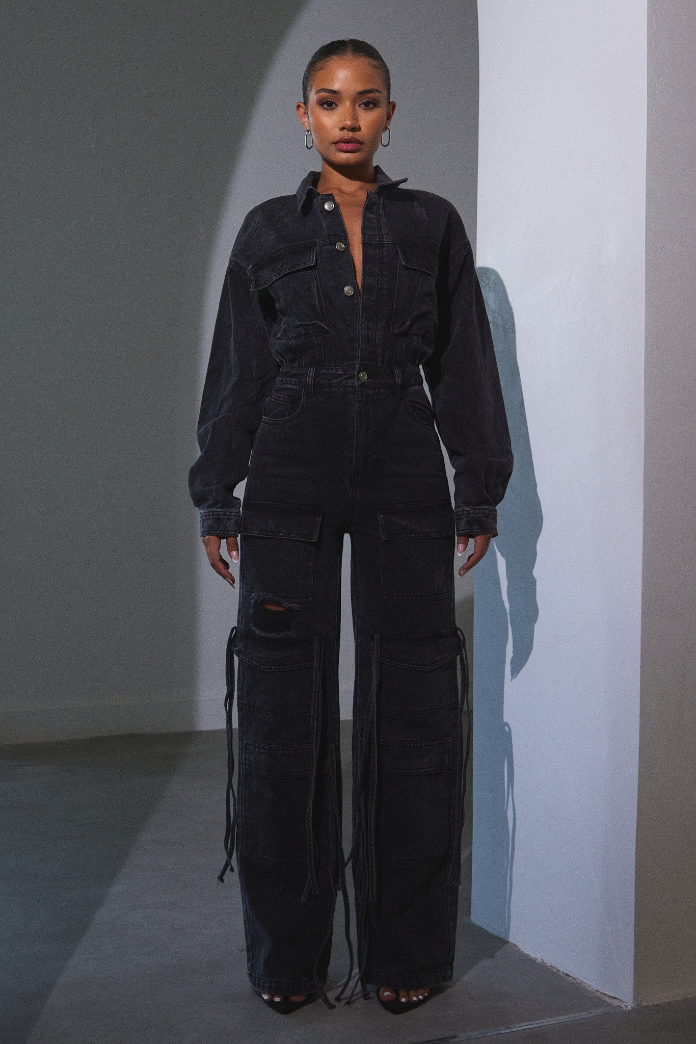 Cargo Boiler Suit in Dark Wash