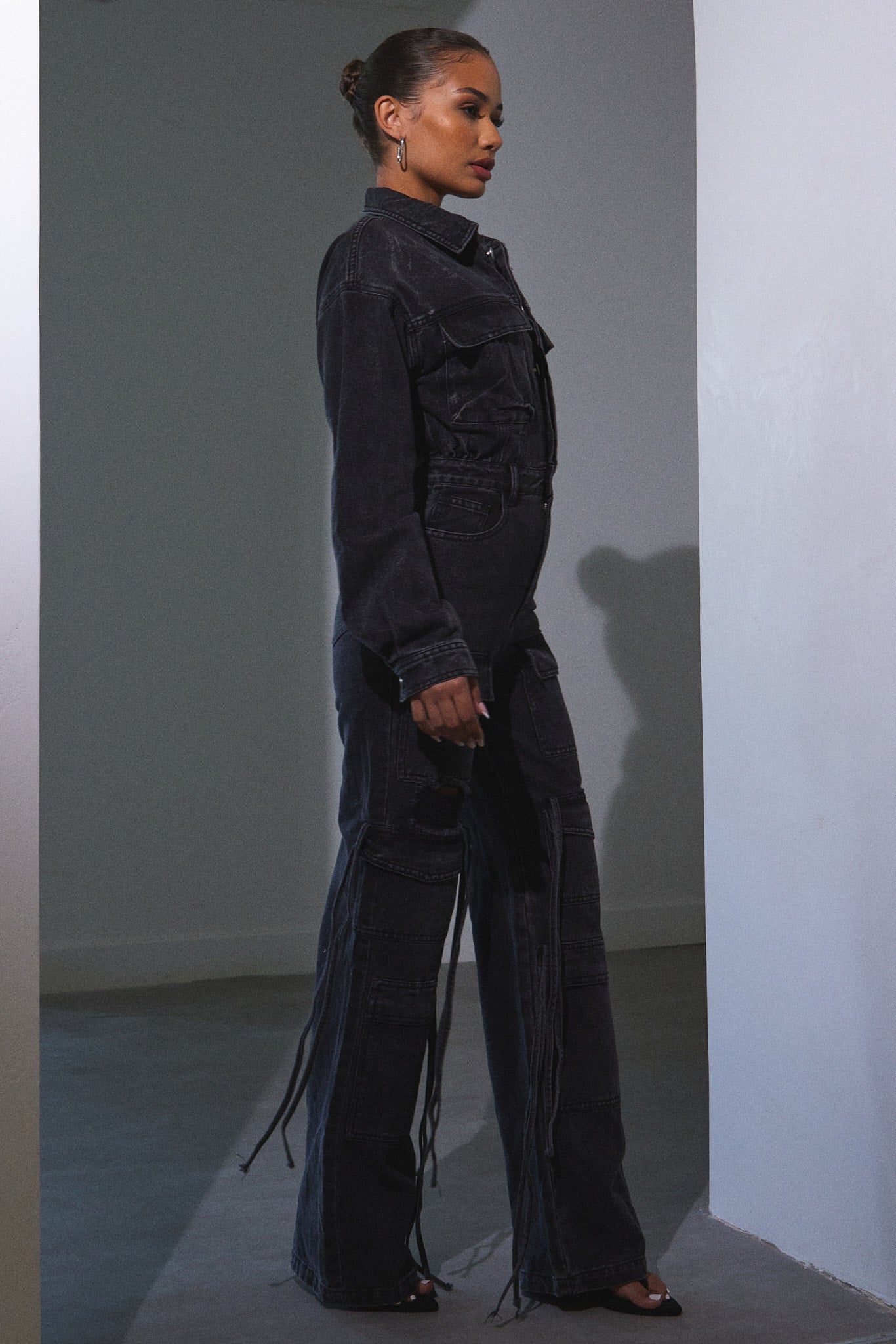 Cargo Boiler Suit in Dark Wash
