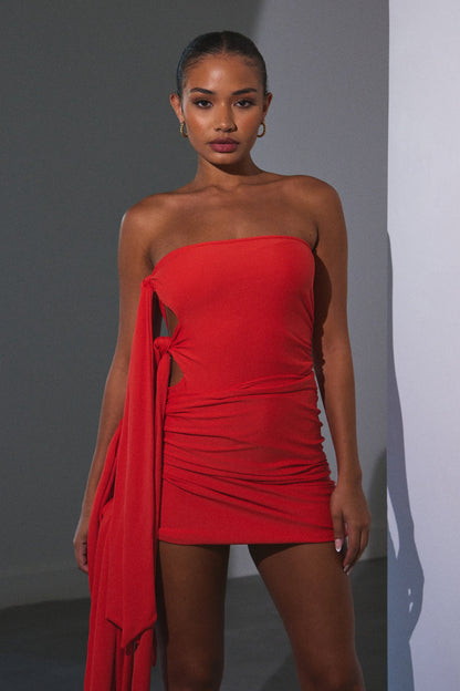 The Tie Skirt Bandeau Set in Orange