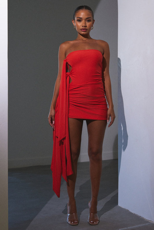 The Tie Skirt Bandeau Set in Orange