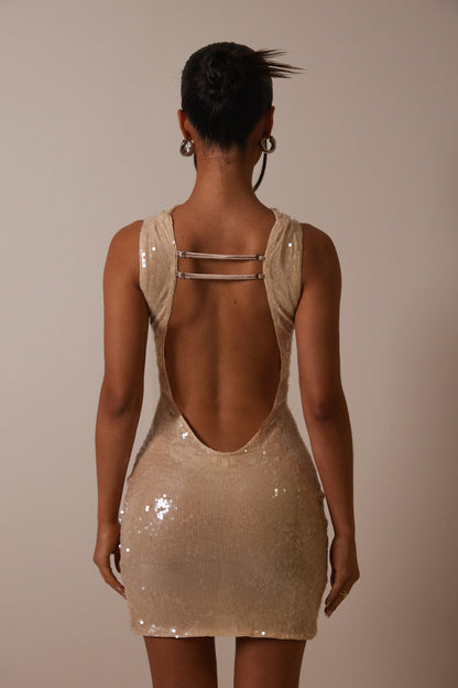 The Straight Neck Mini in Light sequin