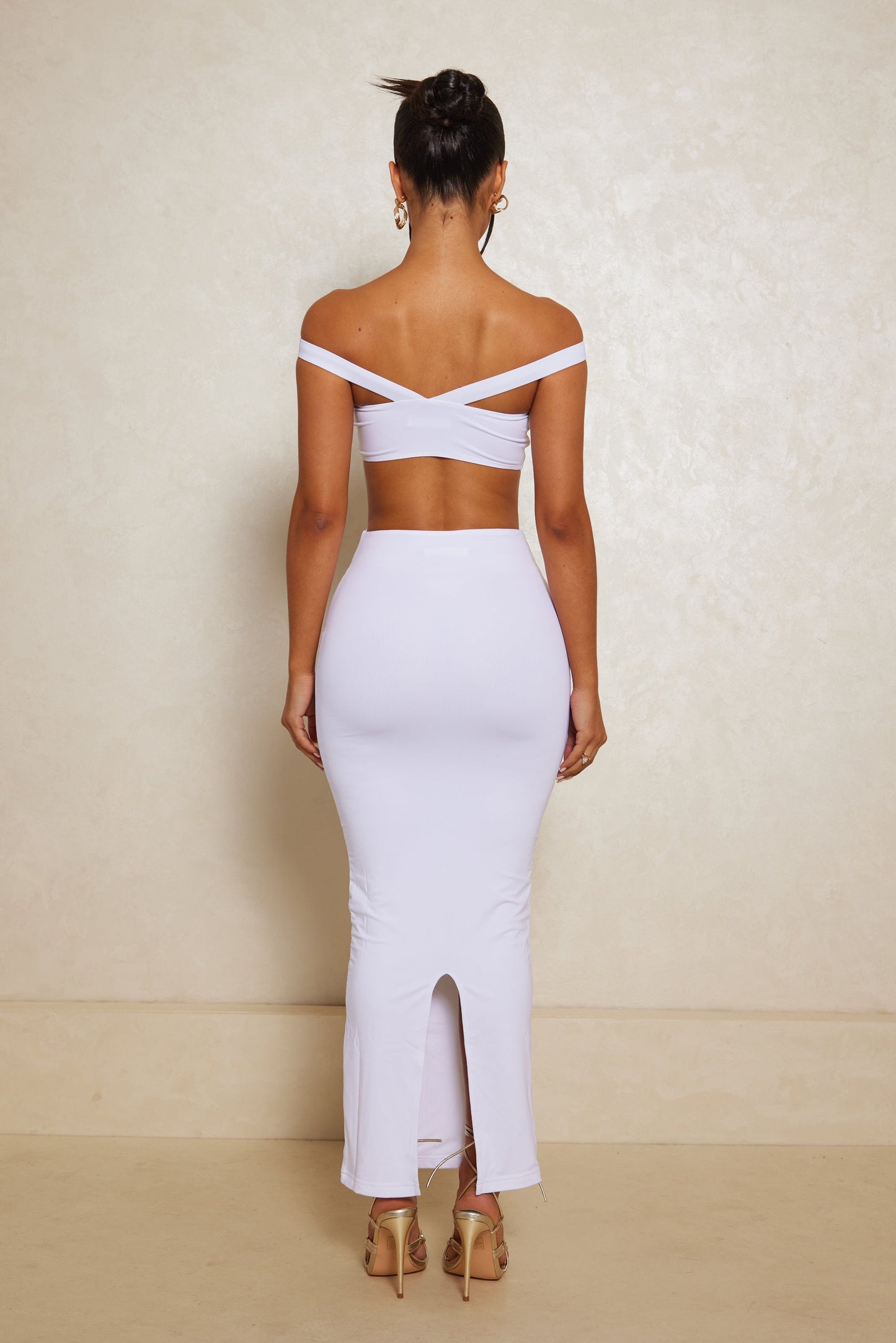 The Off Shoulder Midaxi Set White