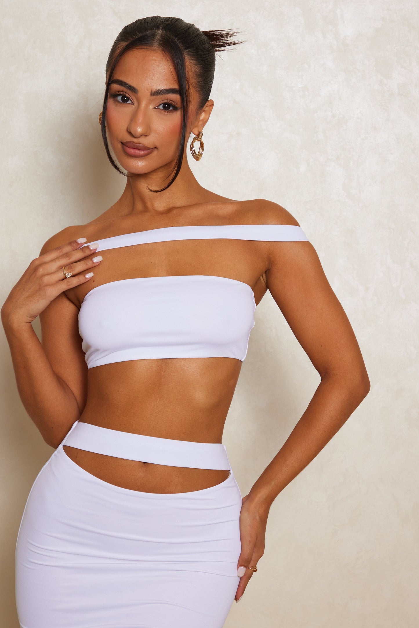 The Off Shoulder Midaxi Set White