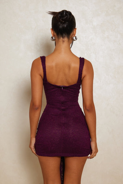 Tie Front Lace Mini in Plum