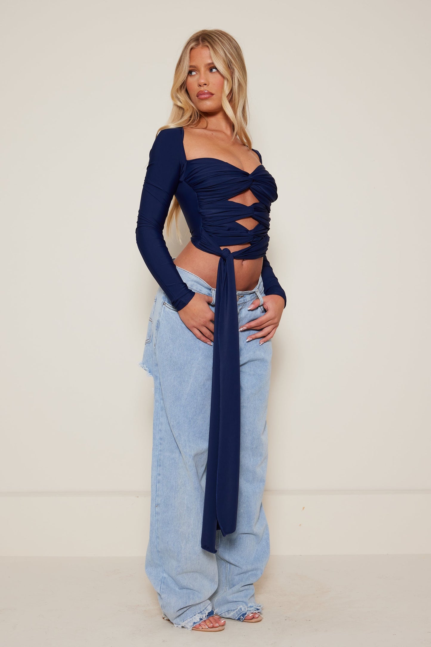 The Twist Cut Out Top in Navy
