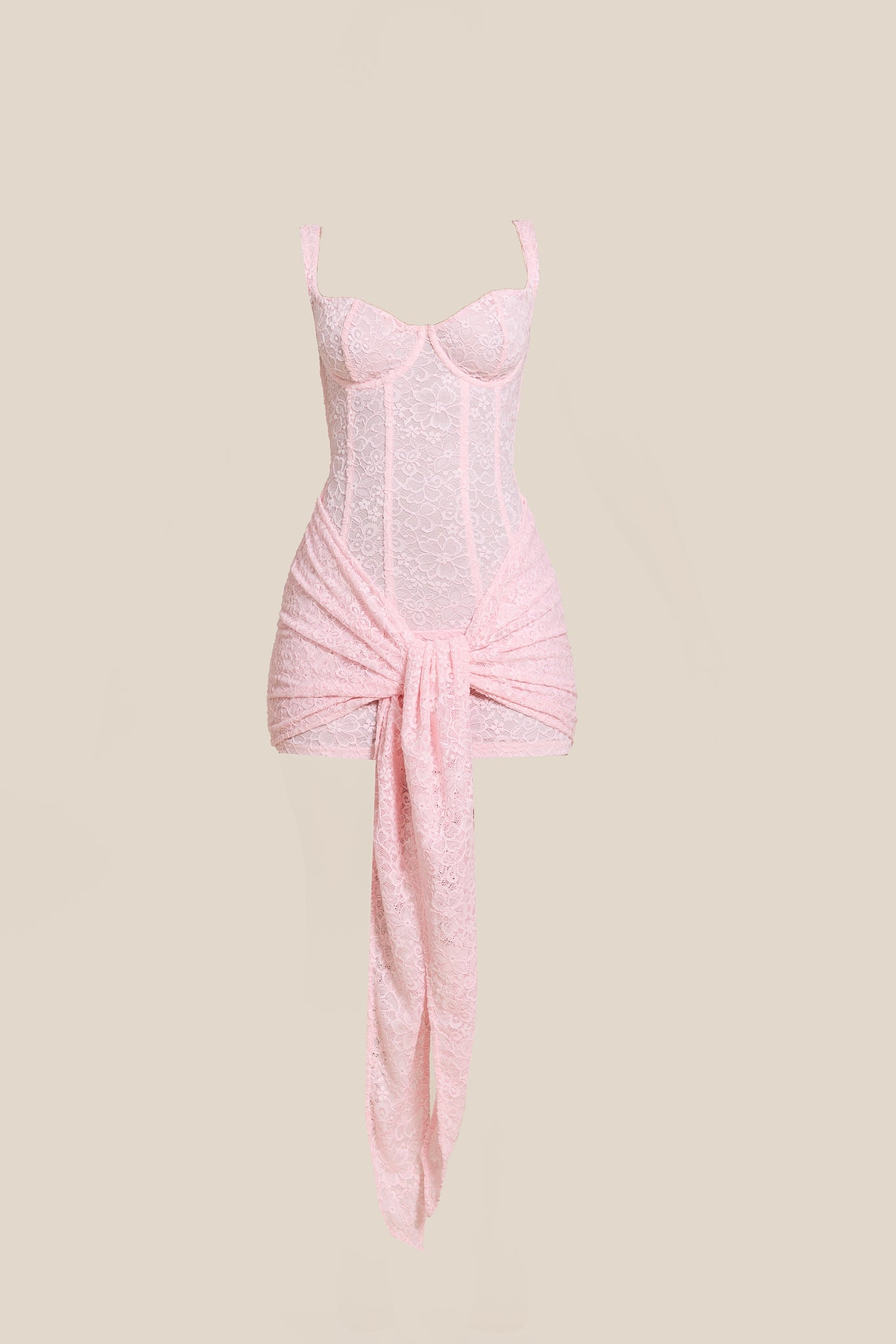 Tie Front Lace Mini in Pink