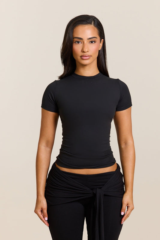 The Sculpt Short Sleeve Top in Black
