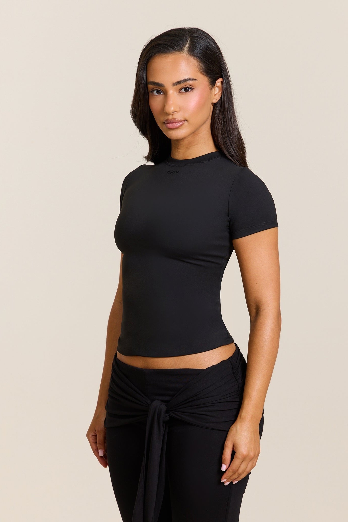 The Sculpt Short Sleeve Top in Black