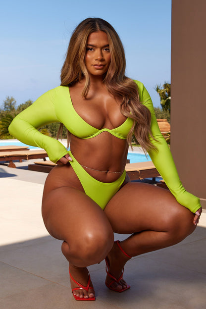 Long sleeve Underwire Bikini in Lime