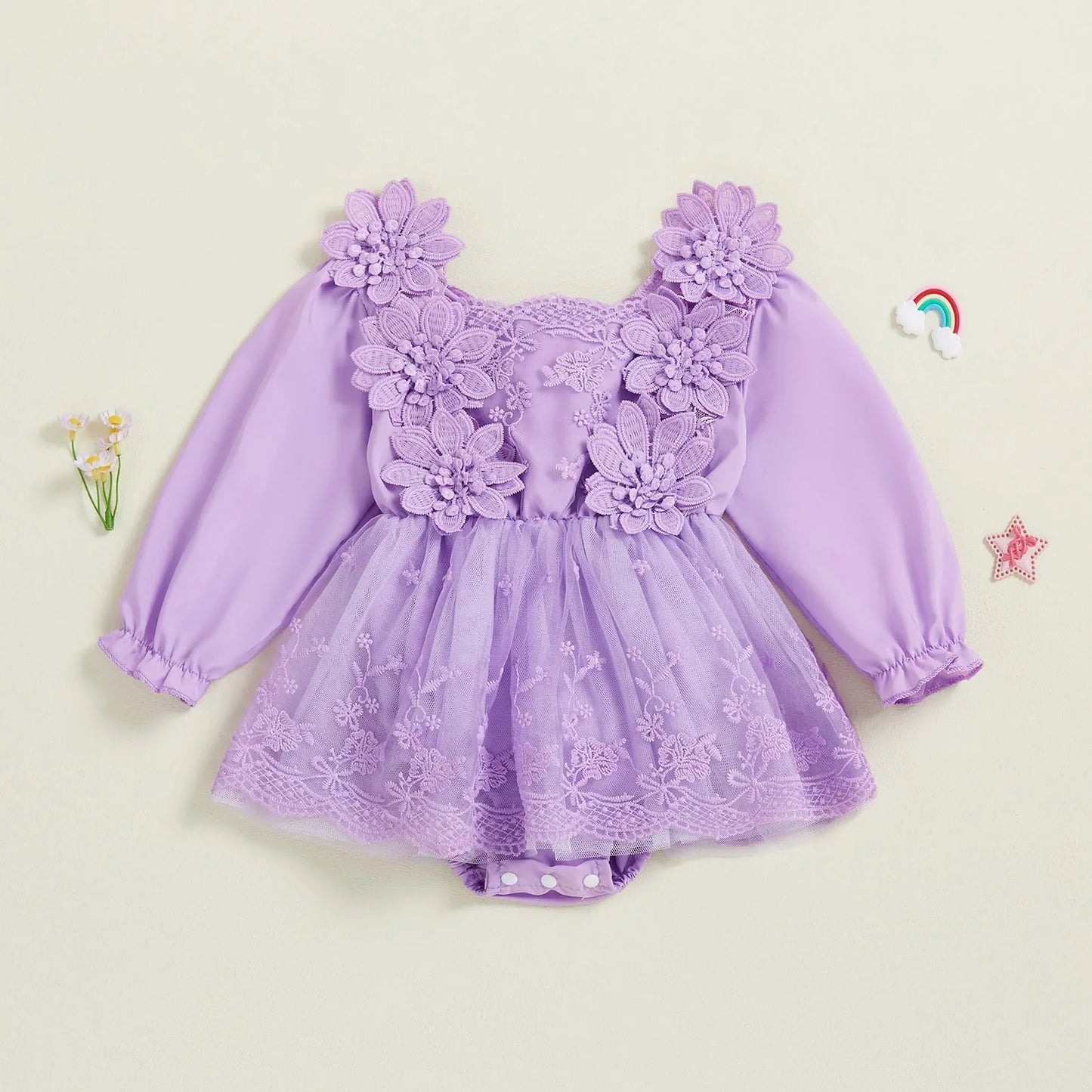 STELLA Floral Lace Romper Dress