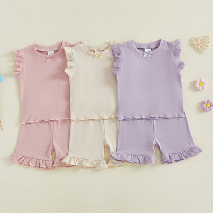 LITTLE BOWTIE Ribbed Ruffle Outfit