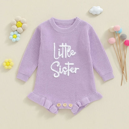 LITTLE SISTER Knitted Ruffle Romper