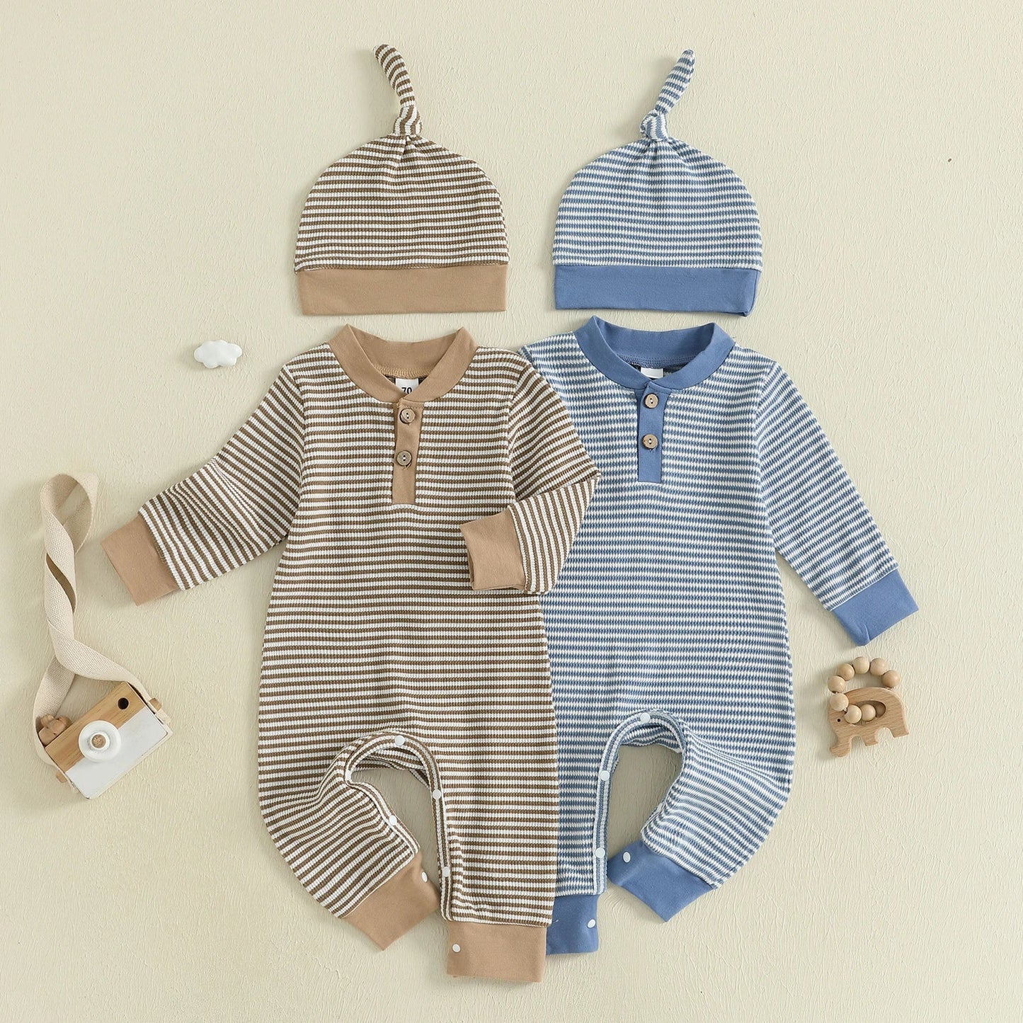 TOMMY Striped Jumpsuit with Beanie