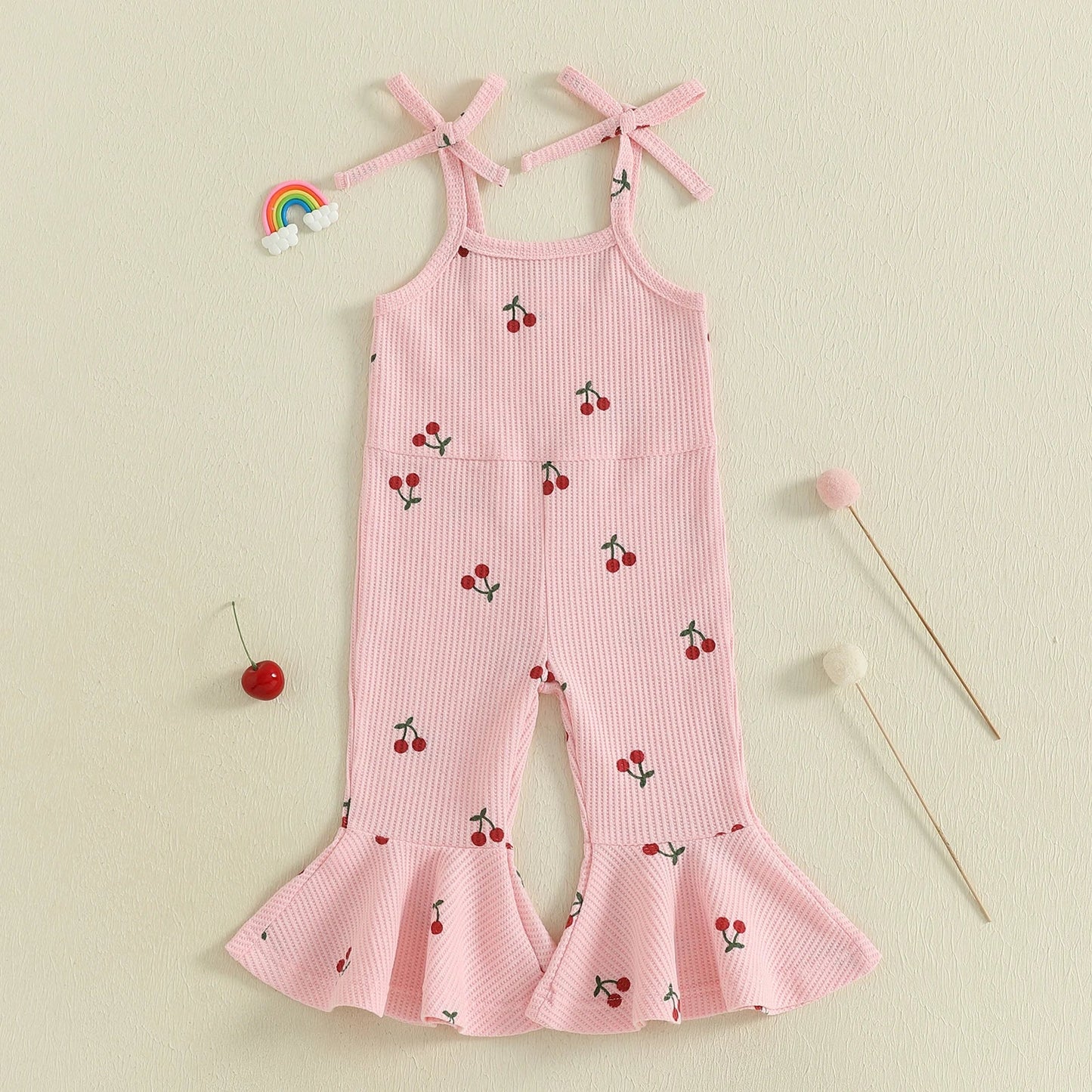 CHERRIES Bellbottom Pull-on Jumpsuit