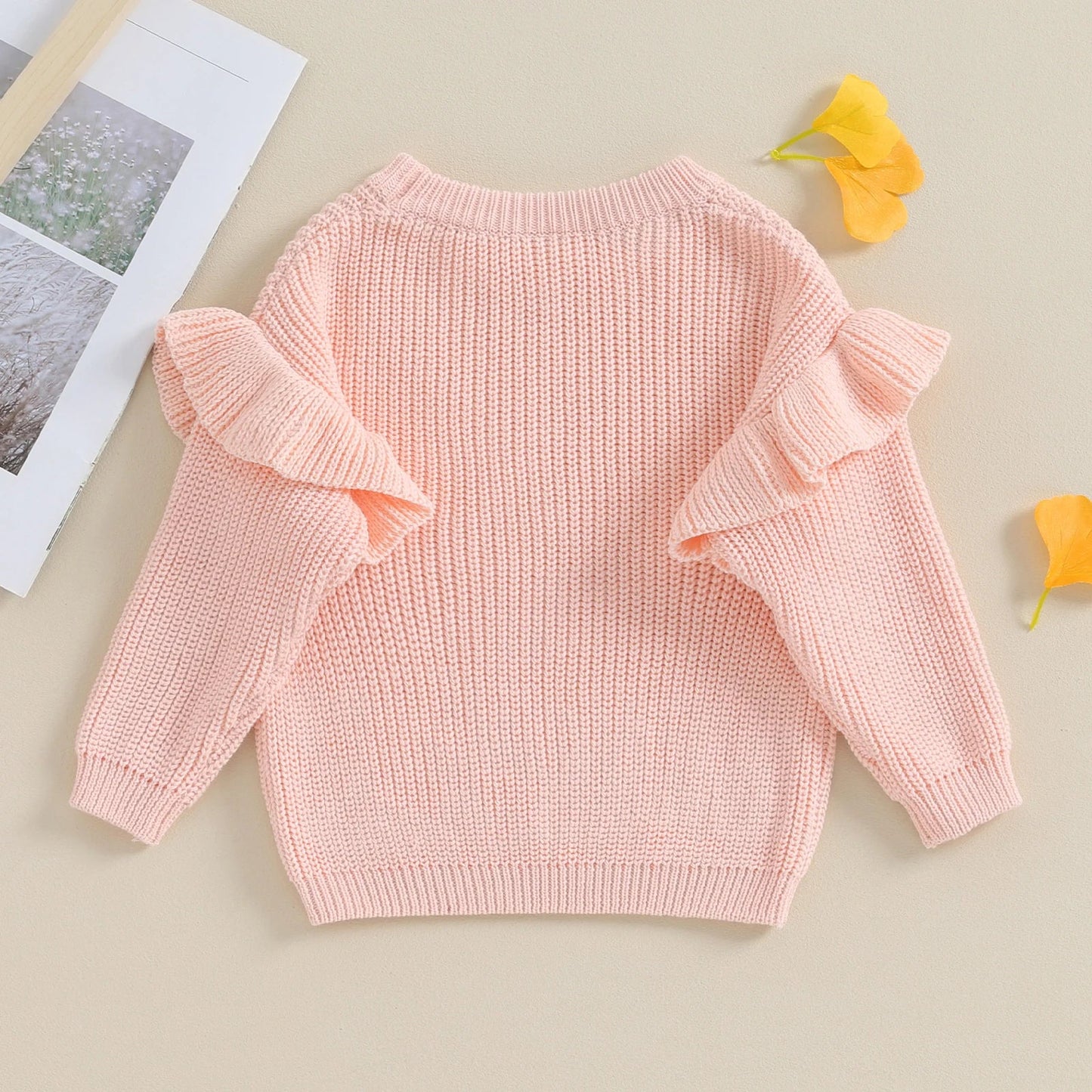 AUDREY Ruffle Sleeve Knitted Sweater