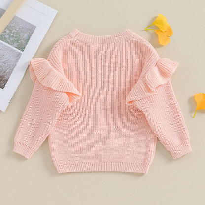 AUDREY Ruffle Sleeve Knitted Sweater