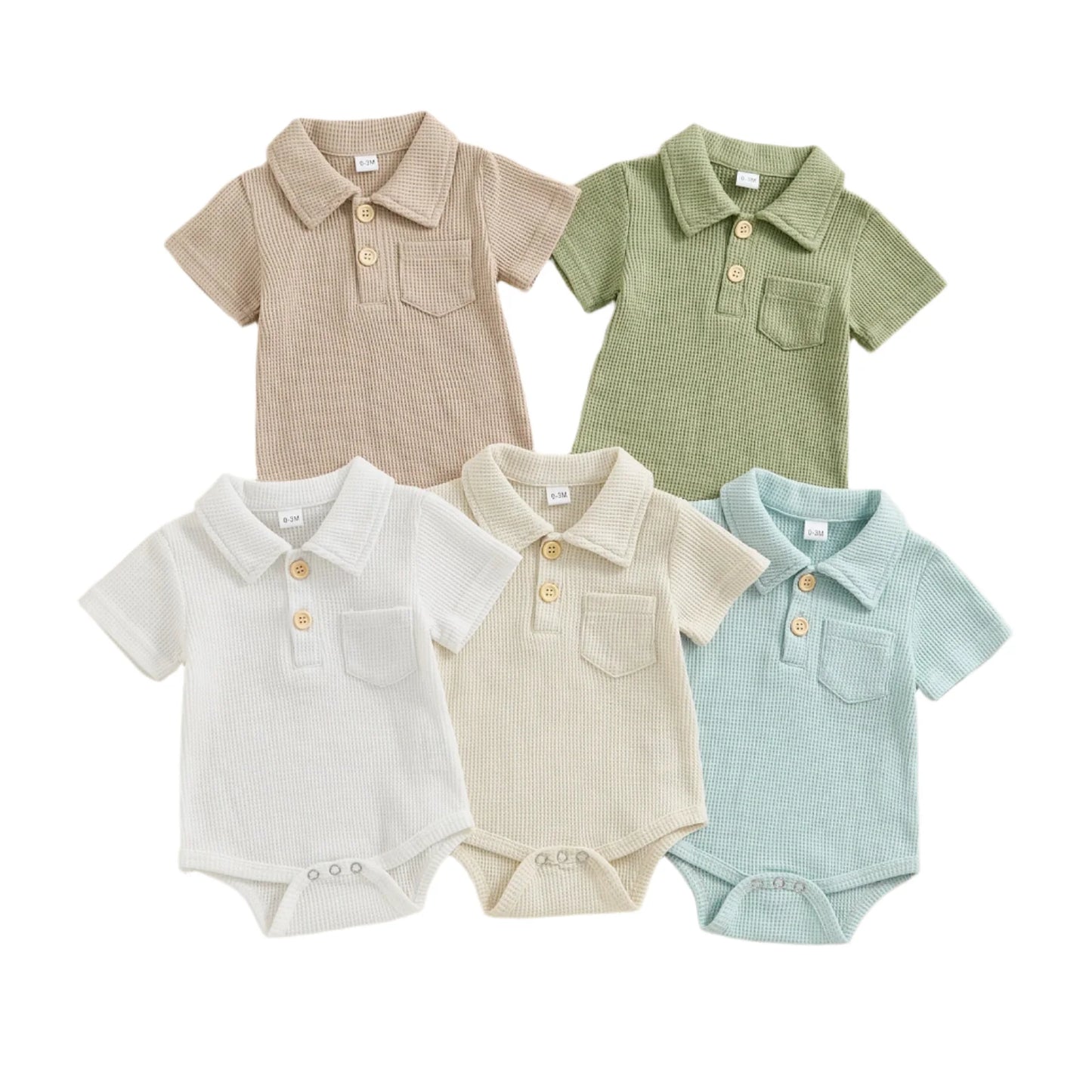 CODY Waffle Knit Polo Onesie