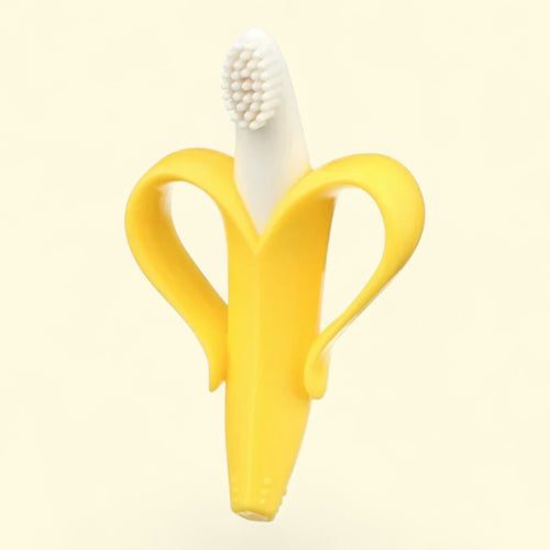 Baby Banana Silicone Training Toothbrush, Yellow, ages 0-12 months