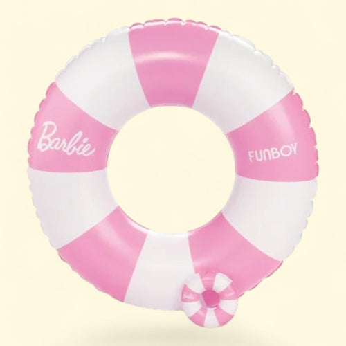 Barbie + Funboy Float Life Pink & White Striped 34" Kids Tube, Barbie Doll Matching Tube